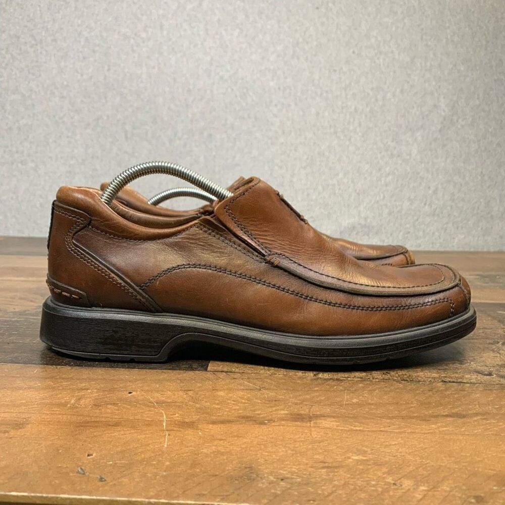 Clarks Mens Size 11 Doby Brown Leather Double Gore Slip-On Loafers Casual Shoes